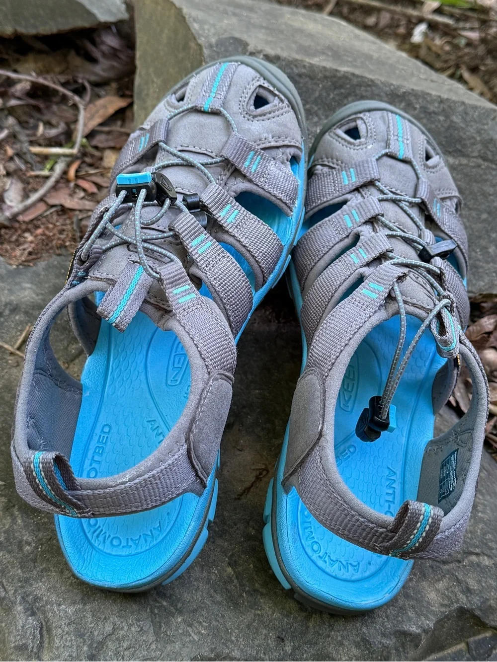 Keen Gray with Blue Sport Hiking Sandals. Sz 39 or 8.5. Preowned.